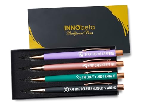 InnoBeta Crafter Gifts Ballpoint Pen Set of 4, Gifts for Crafters on Birthday and Christmas