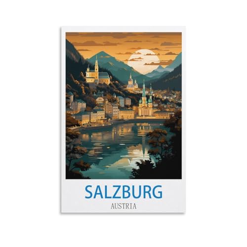 Poster voyage vintage Salzbourg Autriche decoration murale moderne pour chambre zen
