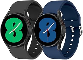 woednx Compatible with Samsung Galaxy Watch 4 Band 40mm 44mm,Galaxy Watch 4 Classic Band 42mm 46mm,Adjustable Silicone Sport Strap Replacement Band for Galaxy Watch 4 ,Gifts for Men Women(2 pack)