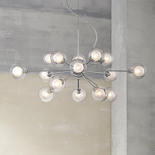 Possini Euro Design Spheres Chrome Sputnik Chandelier 30" Wide Mid Century Modern Glass Ball Halogen 15-Light Fixture For Dining Room House Foyer Entryway Kitchen Bedroom Living Room High Ceilings #TOP2