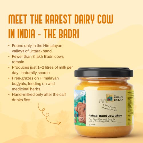 Image of My Pahadi Dukan A2 Badri Cow Ghee 1kg | Traditional Bilona Method | Free-Range Himalayan Cows Uttarakhand | Certified Glyphosate-Free ghee | Supports Digestion & Nutrient Absorption