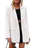 PRETTYGARDEN Fall 2026 Blazers for Women Business Casual Long Sleeve Lapel Pockets Dressy Suit Jackets Work Office Clothes (White,Medium)
