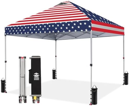 CROWN SHADES 10x10 Pop Up Canopy Tent with One Push Setup, Sky Blue image 55