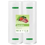 Gokilife 真空パックロール 真空パック袋 - 28*1500cm 2本セット BPAフリー PA＋PE安全素材 フードシーラー 真空パック機専用ロール 替えロール 真空ロール エンボス加工 脱気 密封 真空ビニール専用抗菌袋 鮮度長持ち 食品保存 冷凍保存 電子レンジ解凍 低温調理 家庭用 業務用