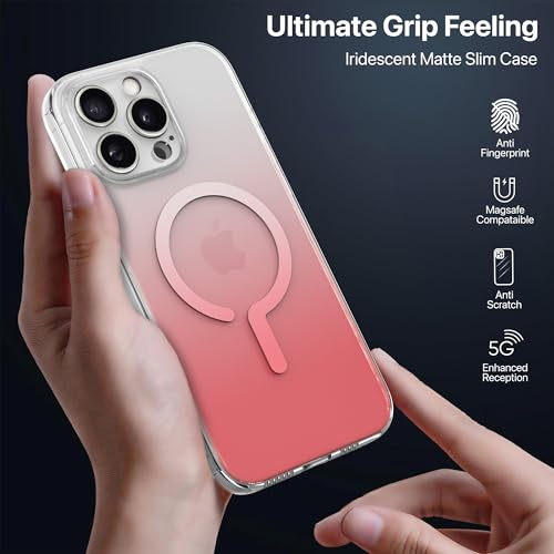 Image of eller sante Maven Magpro Back Cover Case for iPhone 16 Pro Scratch Resistant Camera Screen Protector TPU Shockproof 10ft Drop Protection Support Mag-Safe Wireless Charging- Light Pink