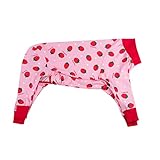 Yeapeeto Einteiler für Hunde, zur Erholung, für große und mittelgroße Hunde, Schlafanzug, Ganzkörper für Haarausfall, Allergien, Anti-Lecken, Wundschutz, Kegel-Alternative (3XL, Erdbeere)