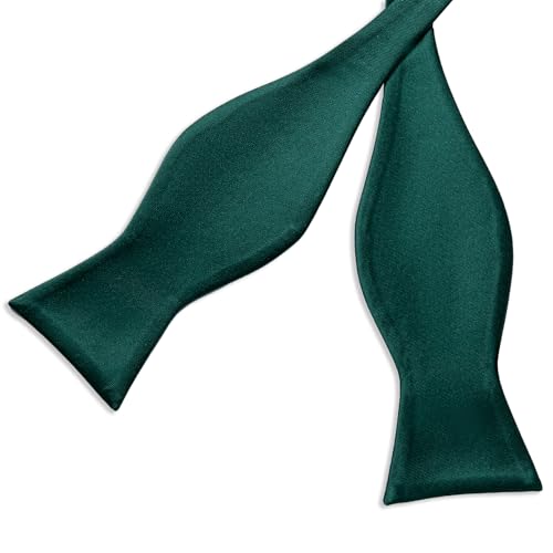 Image of DiBanGu Satin Bow tie Self-Tied Bowtie Set for Men Wedding Prom | Solid Color,Skin-Friendly,Versatile Accessory,Lapel Pin,Pocket Square,Cufflinks,School Dance,Banquet,Dinner,Celebration