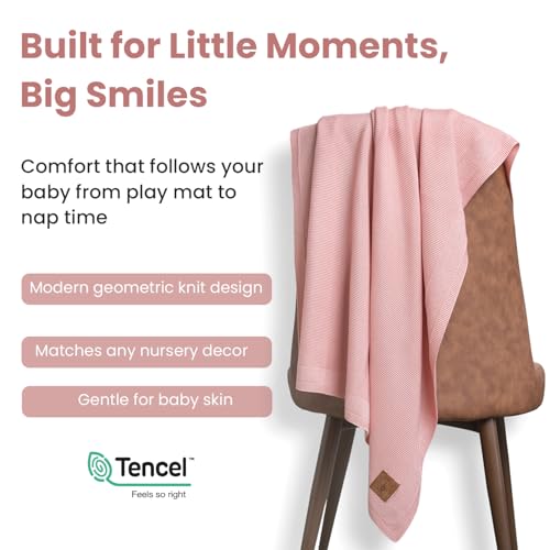 Image of Hypoallergenic Silky Baby Blanket - 30x40 Inches Pink, Oeko-TEX Certified, Thermal-Regulating, Soft Knit for Girls & Boys - Swaddle or Toddler Blanket, Dua