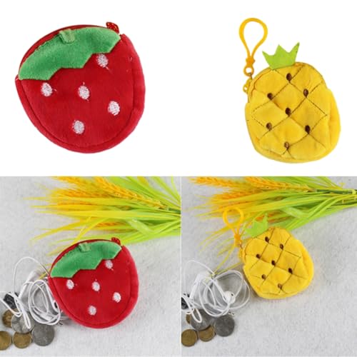 Plush Coin Purse Cartoon Fruit Coin Bag Key Holder Bag Headphones Data Cable Storage Bag for Kid3