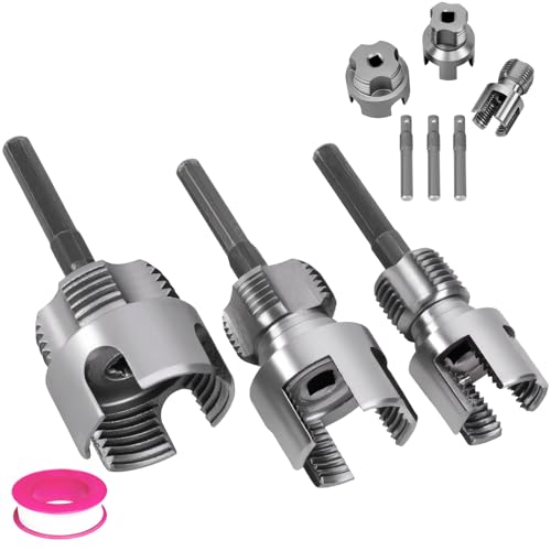 Muaoush 3PCS PVC Pipe Threader Kit - Dual-Function Internal & External Pipe Threading Tool for 1/2