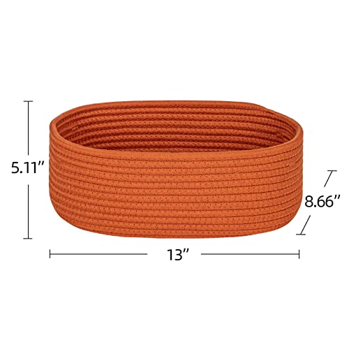 Kriitools Shelf Storage Baskets For Organizing|Decorative Basket For Closet Storage|Toy Baskets&Bins|Small Woven Rope Baskets-13X8.66X5.11’’,Durable&Stylish,Oval 3 Packs Brick Red #TOP5