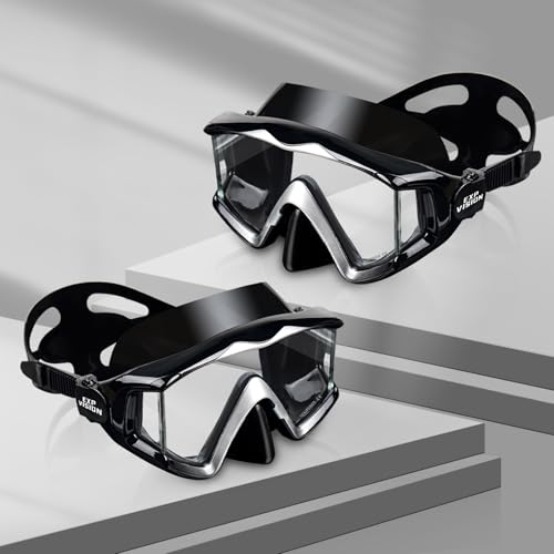 Image of Adult Pano 3 Scuba Diving Mask, Tempered Glass Snorkel Mask Anti-Fog Swim Mask No Leakage Swim Goggles with Nose Cover Snorkeling Gear for Snorkeling, Freediving, Swimming