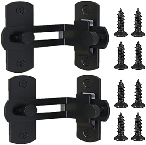 szhdxsy (2 pcs) 90 Degree Stainless Steel Latch,Flip Door Sliding Latch,Safety Sliding Barn Door Lock,Latch Lock,Right Angle Curved Door Lock,Matte Black image 5
