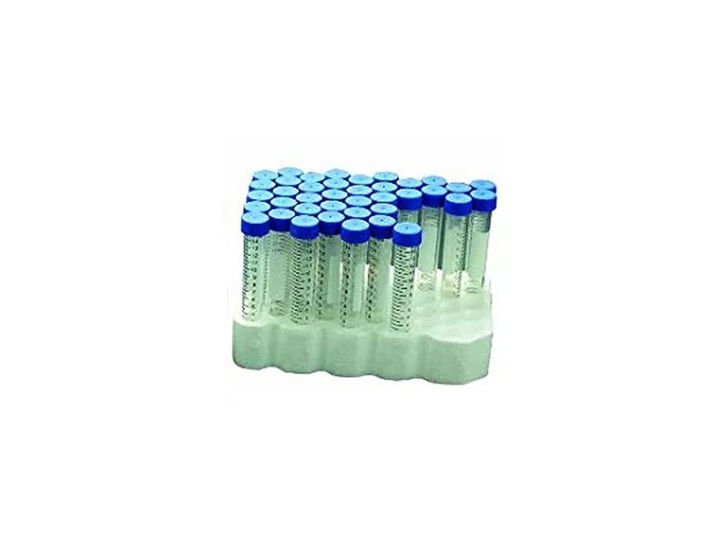 Scilogex 007105 15mL Polypropylene Centrifuge Tubes - Conical, Foam Rack, Sterile, 50/Rack, 300/CS