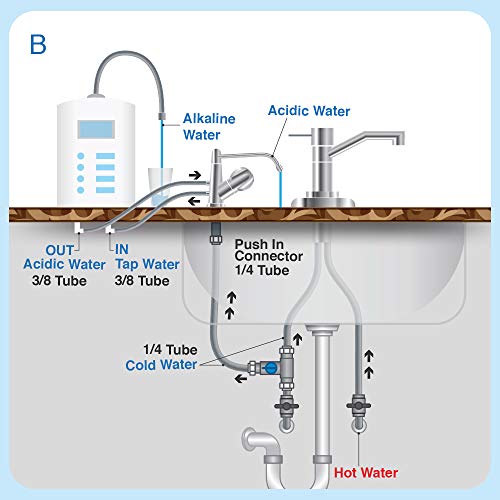 Alkaline Water Ionizer Faucet Compact Ionizer Faucet Diverter with Acid Drain Spout Dispensing Acidic Water for Alkaline Water Dispensing Countertop Polished Chrome Finish - Thumbnail 3