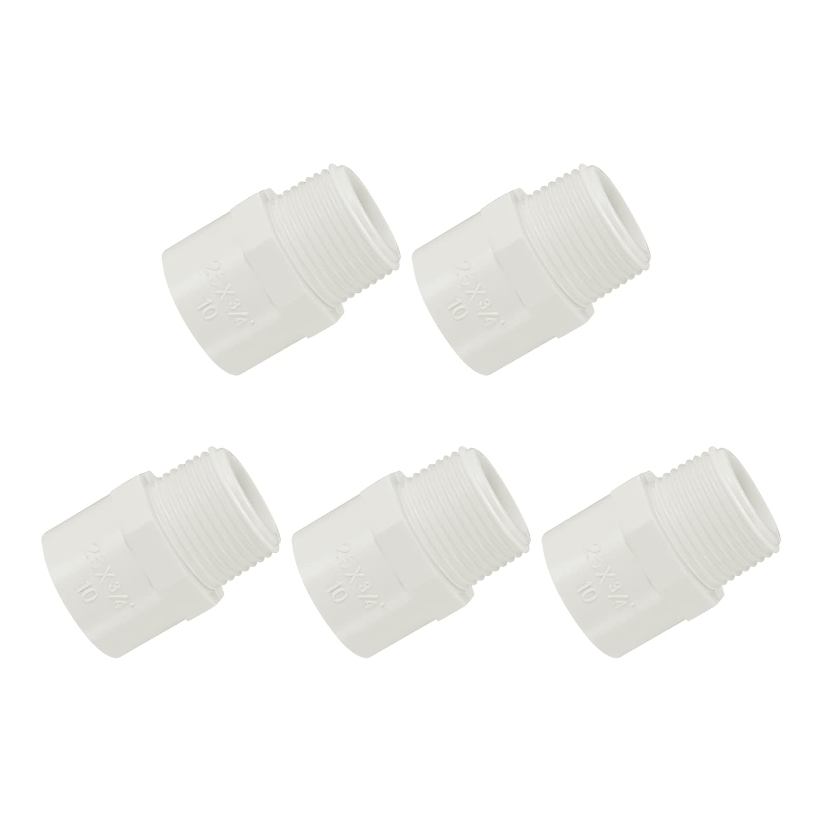 METALLIXITY PVC Hose Adapter, (G3/4 Male Thread) 10Pcs, PVC Pipe Fitting Furniture Connector - for Water Supplies Build, DIY, Garden Shelf Greenhouse, White