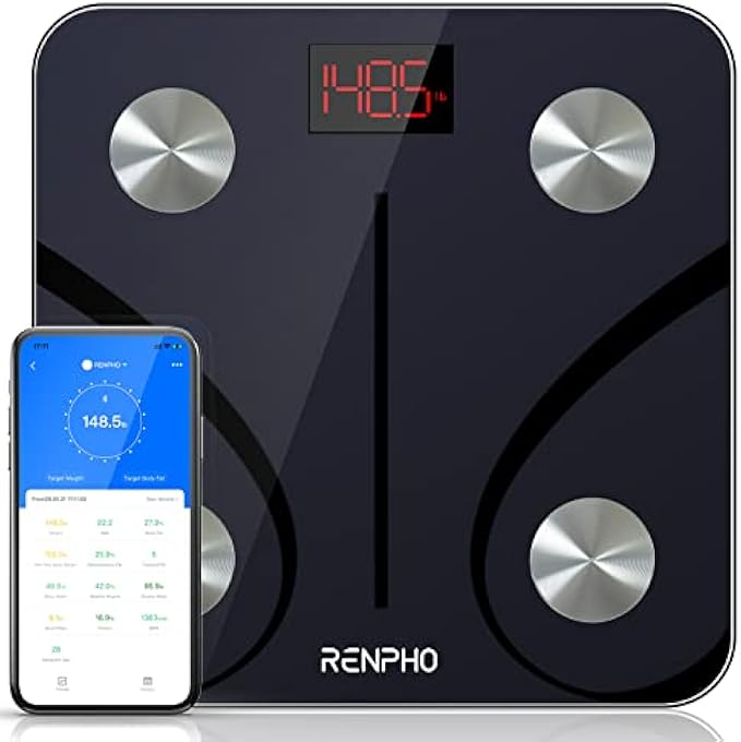 RENPHO Bluetooth Scale for Body Weight, Smart Weight Scale Digital Body Fat BMI Bathroom Scale, Elis 1 Body Composition Monitor with Health Analyzer, 396 lbs
