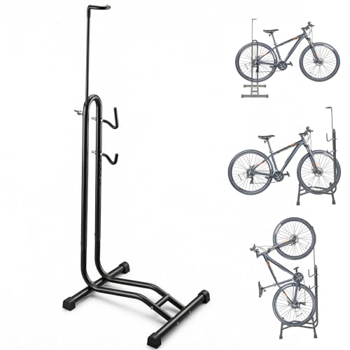 3-in-1 Bike Floor Stand | Upright Space-Saving Storage | Horizontal/Vertical Parking & Maintenance Rack | Fits Mountain Road Kids Bikes | Indoor & Outdoor Use