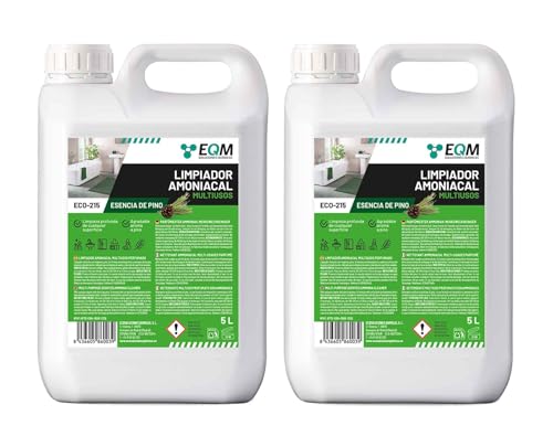 EQM - ECO-215 - Limpiador Amoniacal Multiusos Perfumado - 2x5 L - Limpieza de suelos y todo tipo de superficies - Amoniaco perfumado