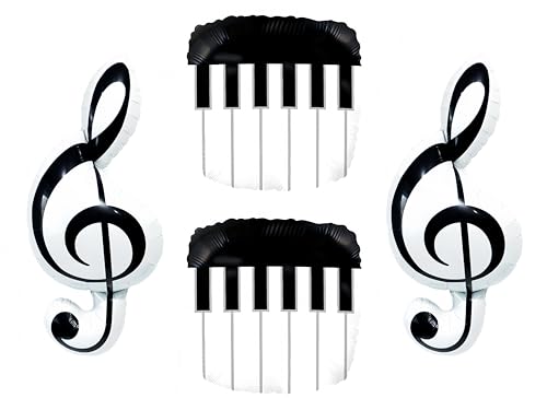 Image of 4Pcs Treble Clef Note Piano Keyboard Balloons/Tayl Singer Korean Idol Demon Hunters Party/Elegant Music Decorations for Piano Recital, Choir Concert, Music Classroom, Teacher Musician Birthday