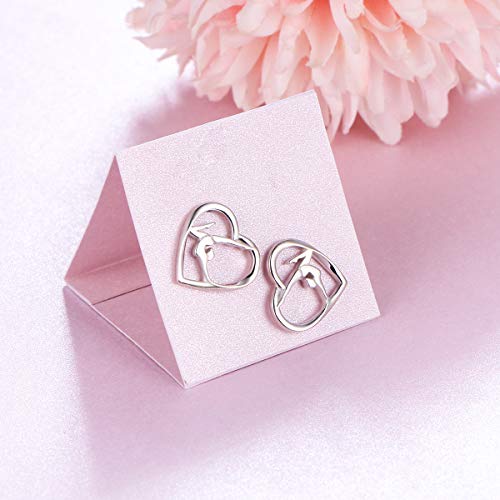 S925 Sterling Silver Gymnastics Sport Love Heart Charm Stud Earrings Inspirational Jewelry Gifts For Women，Gymnasts, Coaches #TOP2