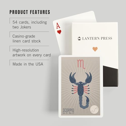 Lantern Press Scorpio Naipes Póker 52 Cartas miniatura 3