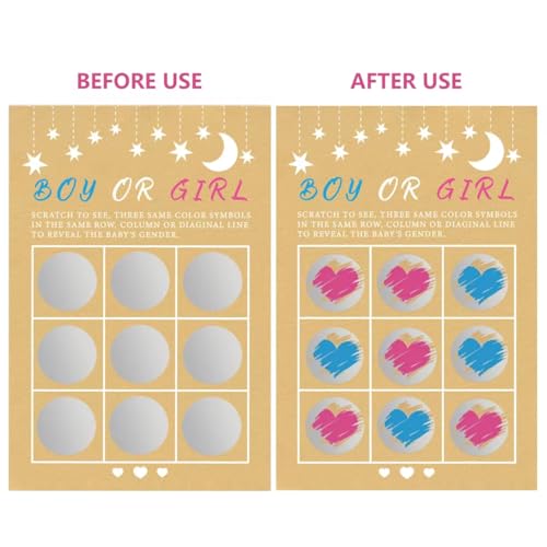 Image of Gender Reveal Scratch Off Cards 25pcs, Its A Girl Gender Reveal Tic Tac Toe Board, Baby Reveal Ideas Party &Baby Shower Scratch off Game