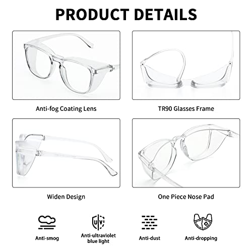 Aimisuv Safety Glasses Anti Fog Nurse Goggles Protective Eyewear Square Frame Clear Anti Blue Light For Women Men (A1-Douhua+Gery+Clear) #TOP2