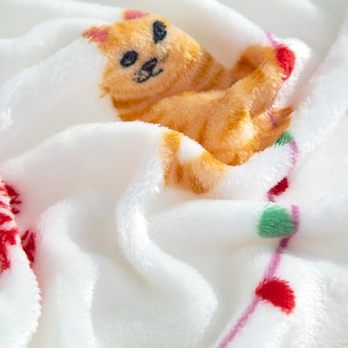 Elegant Comfort Luxuriously Soft 4-Piece Holiday Velvet Plush Flannel Sheet Set - Premium Quality - Cozy Warm, Christmas Fuzzy Velvet Flannel Fleece Deep Pocket Sheet Set - Cal King, Jingle Cats