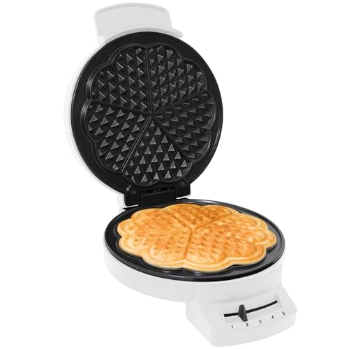 Fritel A202 Gaufrier à cœurs - Diamètre 20 cm - Plaques fixes - Sans PFAS - Blanc