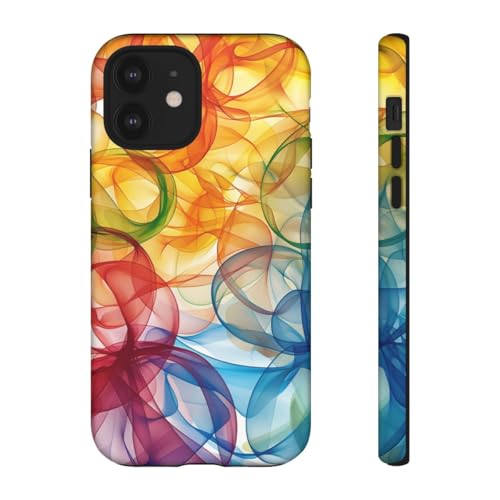 Coque iPhone 12 rigide mate à motif abstret coloré multicolore pour protection
