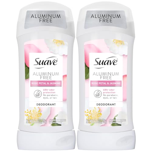 Suave Aluminum-Free Deodorant 2-Pack, Rose Petal & Jasmine, 2.6 Oz Ea