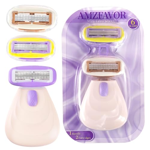 AMZFAVOR Travel Razor for Women, Pink Disposable Travel Razor Kit Sensitive Skin Razors for Women Business Travels Vacation Essentials