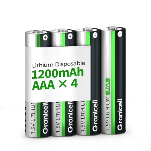 Granicell AAA Lithium Batteries 1.5V High-Capacity 1200mAh - Leak-Proof, Extreme Temperature Resistant, for Cameras/Outdoor Gear/Toys (4-Pack)