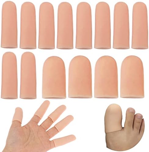 14 Pcs Silicone Finger Protectors, Gel Finger Cots Finger Guard for Trigger Finger, Finger Arthritis, Finger Cracking, Blisters, Eczema and Other Finger Pain Relief