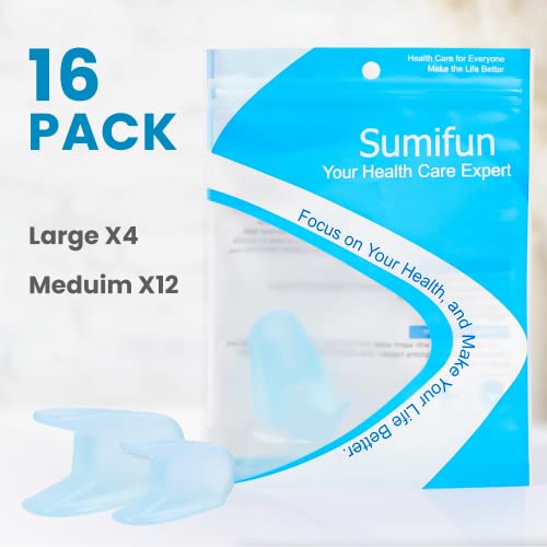 Sumifun 16 Packs Gel Toe Separator, Bunion Corrector And Bunion Relief, Flared Toe Spacers For Overlapping Toe Separators Hammer Toe Straightener For Overlapping Toes(12 Medium + 4 Large Size Blue) #TOP6