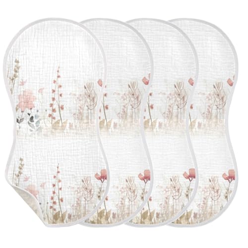 Muslin Baby Burp Cloths Set of 1, Soft Absorbent Wild Flowers Cotton Burping Cloth, Milk Spit Up Rags for Newborn Unisex, 22 x 11 Inch3