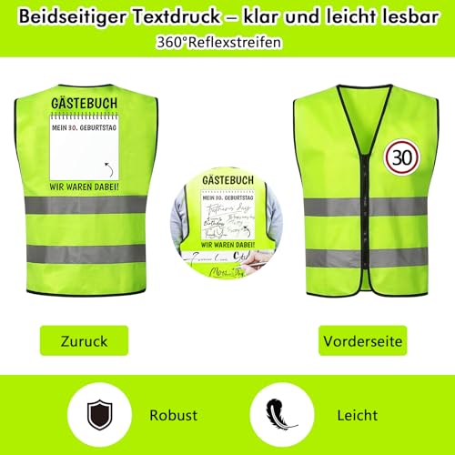 InfiniZer 18-60 Geburtstags Warnweste Für Männer Und Frauen Lustiges Signierbares Geschenk, Originelle Reflektierende Weste Zur Geburtstagsfeier (30th)