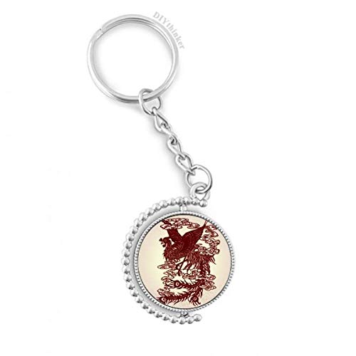 Anneau keyholder oiseau phoenix chinois rotatif multicolore DIYthinker