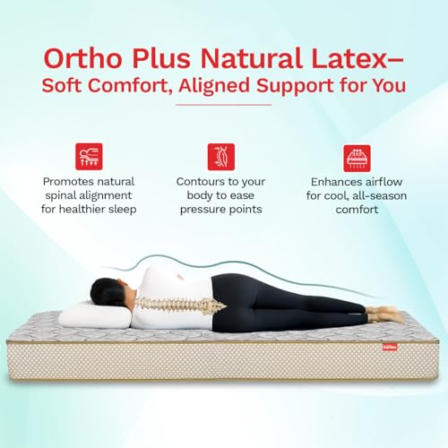 Image of Kurlon Orthopedic Plus Natural Latex 6 Inch Mattress | King Bed Mattress | Back Support & Spine Alignment | Acuprofile Tech | Medium Firm | Enhanced Sleeping Comfort | 72x72x6 | 10 Yrs Warranty