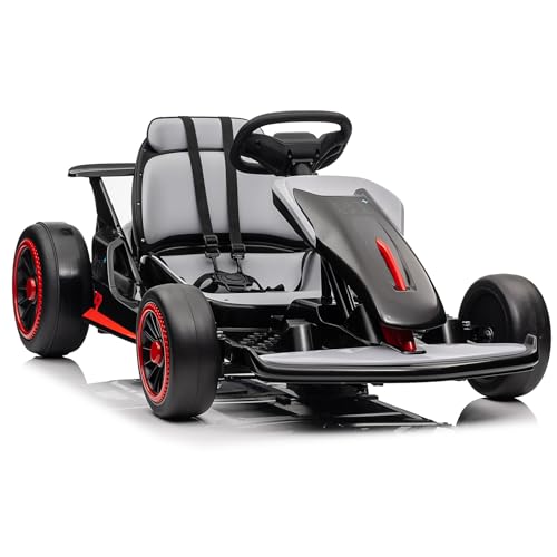 Kids Go Kart, Ride On Drift Kart with Dual 200W Motors, 24V Battery Powered Electric Drift Car, Outdoor 2-Speed Ride On Racing Toy for Boys Girls 6+, 8.1 Mph Max Speed, Black -  VerisShade, uL1BCClgyBRoErUVgPw1SQaj