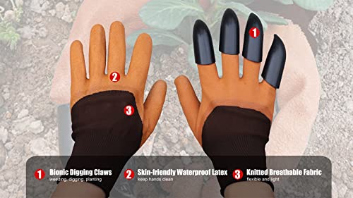 Fonirra Garden Gloves With Claws 2 Pairs For Digging Weed Pulling Washable Garden Finger Claws Gloves Outdoor Protective Work Gloves Brown #TOP5