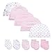 Cappelli in cotone per neonato, 5 paia di cappelli e 5 paia di guanti antigraffio per neonati da 0 a 6 mesi, colore: nero, grigio, rosa o blu rosa Taglia unica