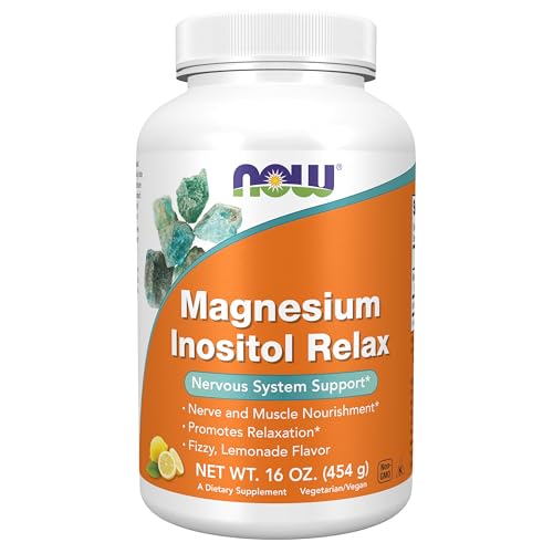 NOW Foods Supplements powder Magnesium Inositol Relax Nervous System Support* Fizzy Lemonade Flavor 16-Ounce