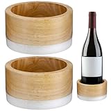 Baderke 2 Pcs Wood and Marble Wine Bottle Coaster Set, Wine Holder for Champagne Bottles and Any Occasion(White Base)
