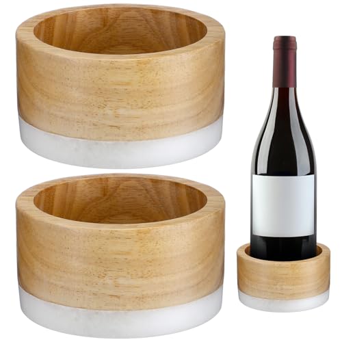 Baderke 2-Piece Wood & Marble Wine Coaster Set