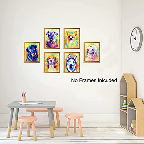Watercolor Dog Canvas Wall Art Prints - Set Of 6 Lovely Labrador Puppy Wall Art Decor (8?X10?,Unframed), Funny & Cute Pet Painting Animal Artwork For Pet Lovers Kid Bedroom Pet Room Decor #TOP1
