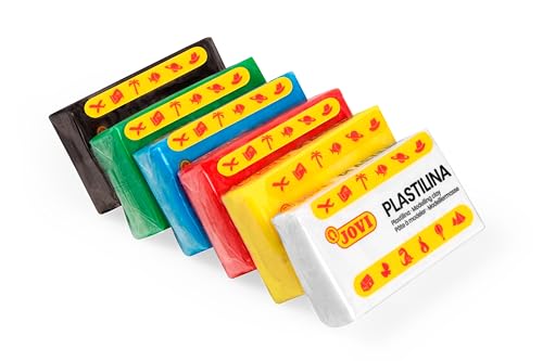 Jovi - Zestaw kolorowych plasteliny, 24 tabletki 50 gramów, 6 podstawowych kolorów, nietoksyczne, bezglutenowe, baza roślinna, dla dzieci w wieku od 3 lat, rękodzieło i gry (P70/24B)