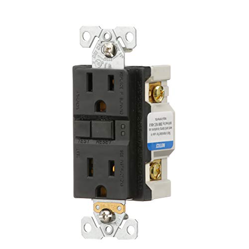 Eaton Sgf15Bk Arrow Hart Duplex Gfci Receptacle, 125 Vac, 15 A, 2 Pole, 3 Wire, Black #TOP19