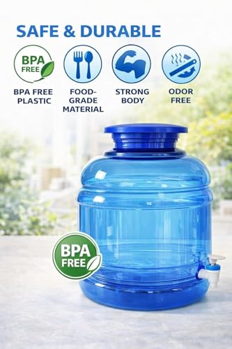 Image of Plastic Water Dispenser Bottle, BPA Free, Large Container Without Thread Cap (10 L Blue)